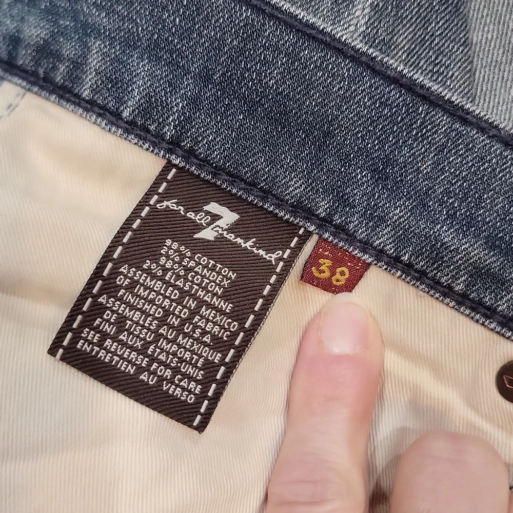 7 For All Mankind Relaxed Fit Button Fly Stretch 7FAM Mens Jeans Size 38 x 30 - Picture 5 of 9